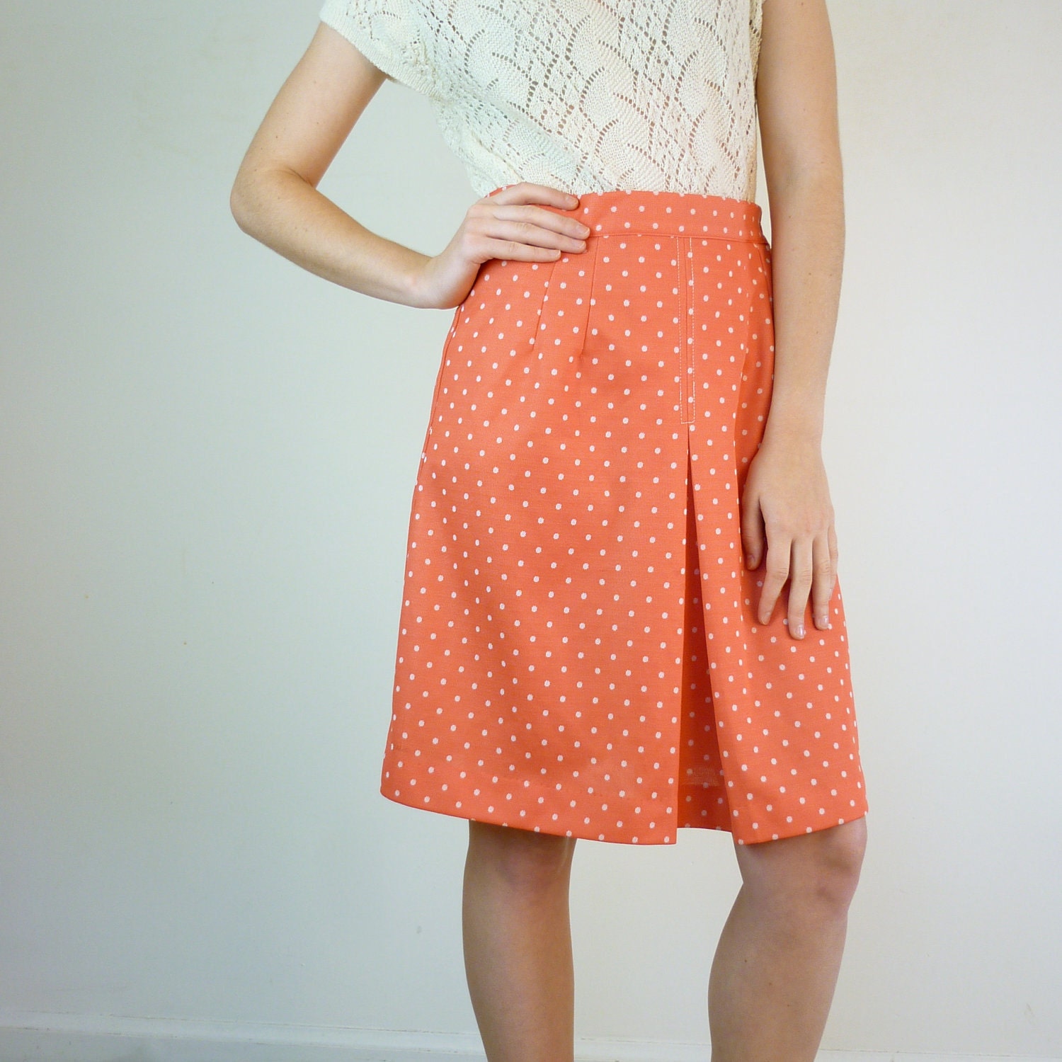 Vintage 1960s Skirt / 60s Skirt / Polka Dot Skirt by jessjamesjake