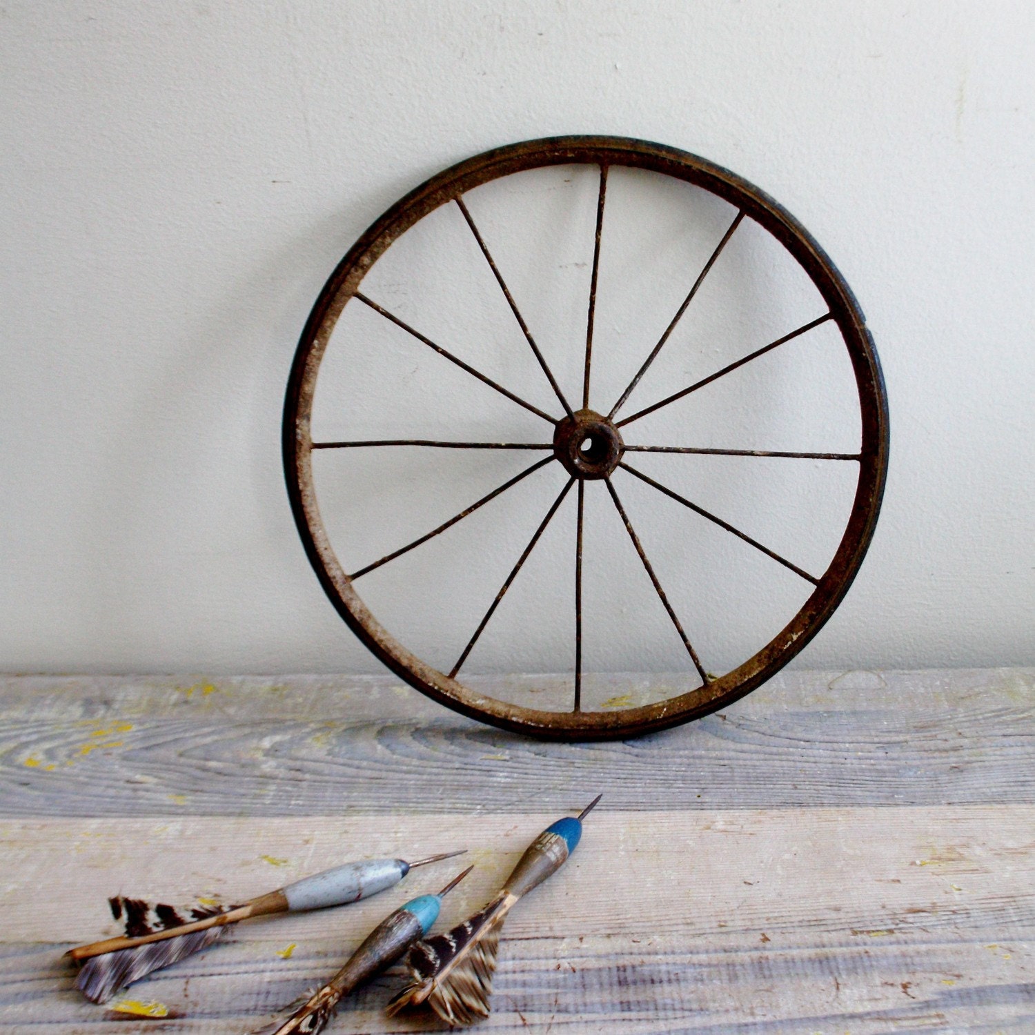 Antique Wood and Metal Wagon Wheel