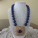 Natural Lapis Beaded Necklace with Vintage Napier Lapis Gold Nugget Brooch