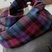 Selvedge flannel plaid scarf, extra long - indigo & berry - eco vintage fabric - last one