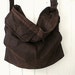 SALE Dark brown leather messenger, artist portfolio - large - eco vintage fabrics