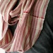 SALE Dark red chambray stripe infinity scarf, loop - extra long - eco vintage fabric