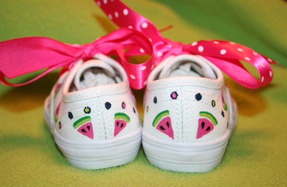 Girl's Custom Painted Tennis Shoes WATERMELON SLICES Any