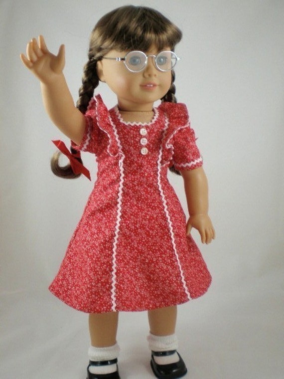 1940s School Dress for Molly American Girl doll red