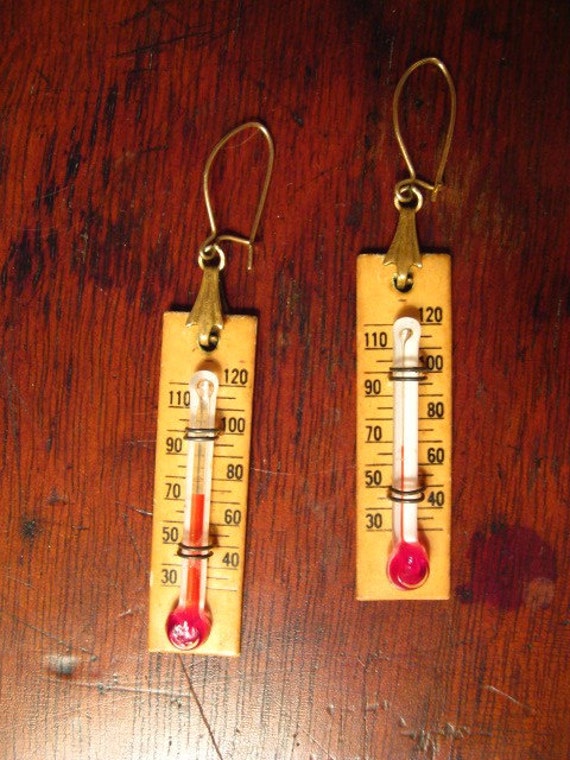 Vintage Miniature Thermometer Earrings