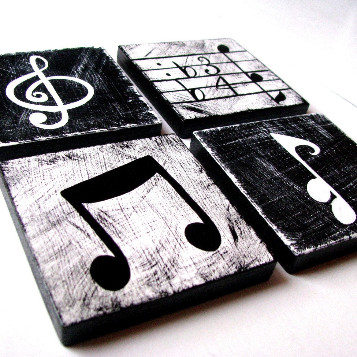 Music Inspired Black and White Wall Art by WhimsicalArtBlocks