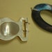 Vintage Belt Buckle - Mother of Pearl - Dyed Blue Oval Trim
