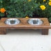 Raised Pet Bowl Feeder 3" Tall with 1-Pint Bowls (Dark Walnut)