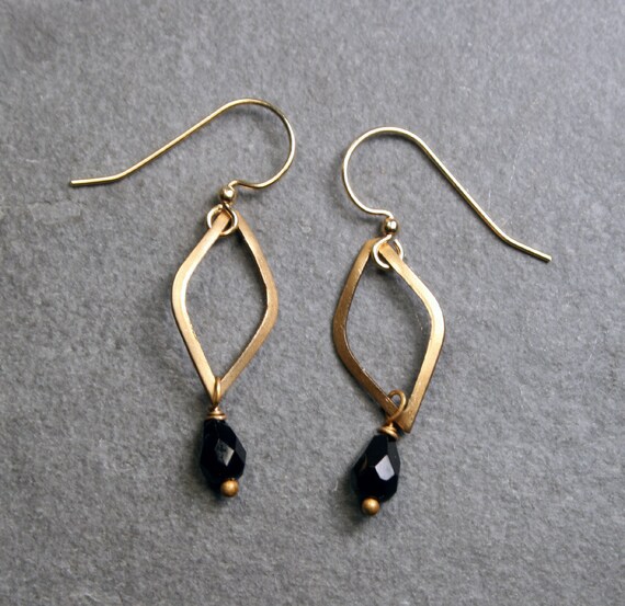 Black Drop Dangle Earrings Simple Minimalist Earrings
