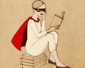 Superhero Reader Girl Mate Edition Print of original drawing