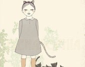 Cat Girl Mate Edition Print of original drawing