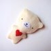 Felt Brooch Natural Cream White Cute Teddy Bear Red Heart Spring Fashion Accessory