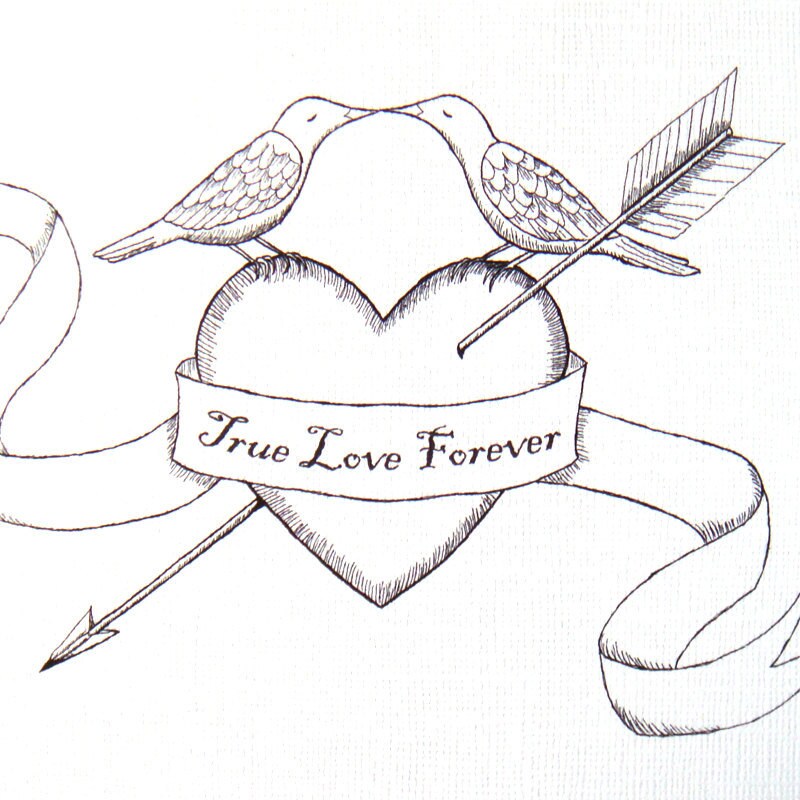 Heart And Arrow Drawing Heart With Banner And Arrow Love