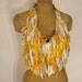 Woodland Nymph meets Beach Hippie in this Totally Fringed Leather Halter..From Renaissance Faire to Burning Man to Beach or Pool this White and Yellow Top is NOW
