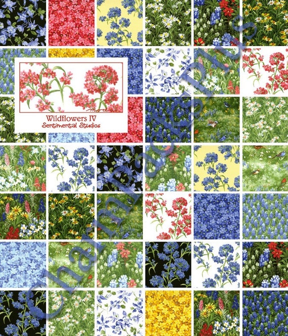 WILDFLOWERS IV Moda Charm Pack Quilt Fabric Squares