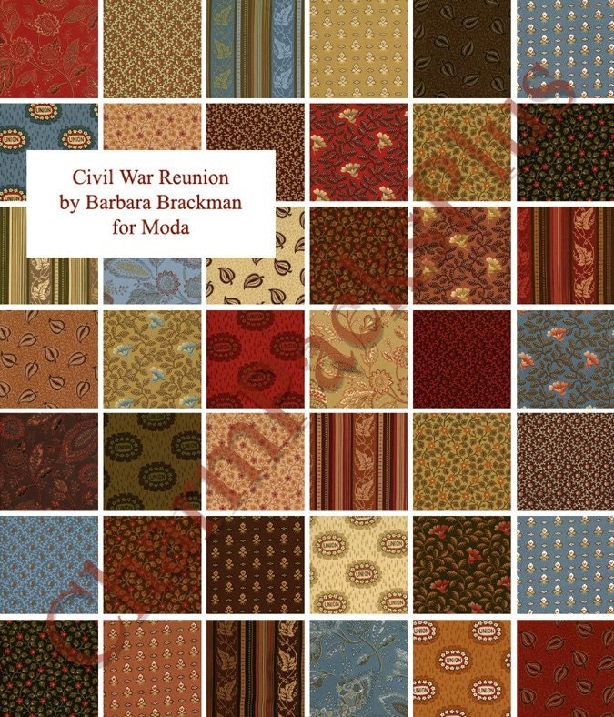 Civil War Reunion Moda Charm Pack Quilt Fabric Squares