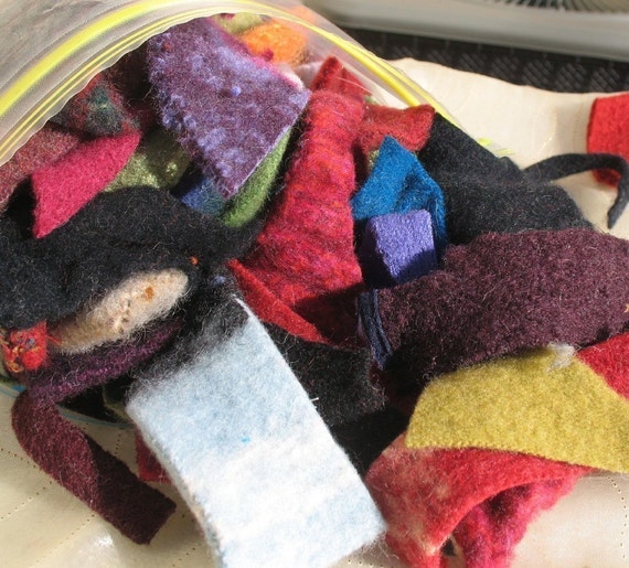 Recycled Felted Wool Sweater Scraps Approx one by FeltWerker