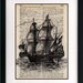 galleon ship art print - vintage art print - vintage dictionary print - vintage book page print - unique mens gift - 8x10