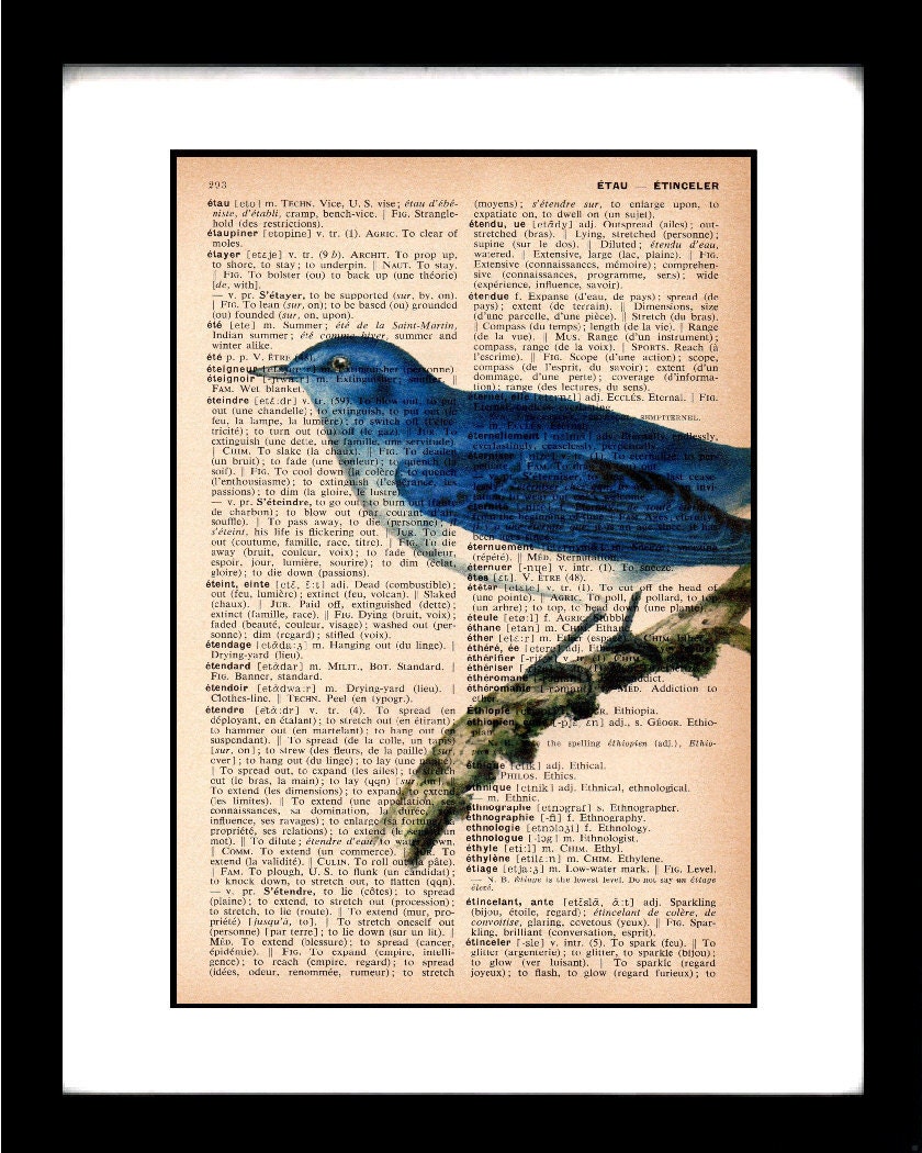 vintage DICTIONARY art print bird print bird art by goodsbygirl