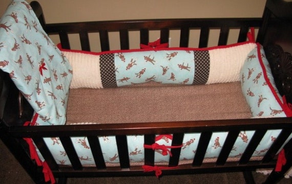 Items similar to Cooper Sock Monkey Baby Cradle Bedding Set BedeBye on Etsy