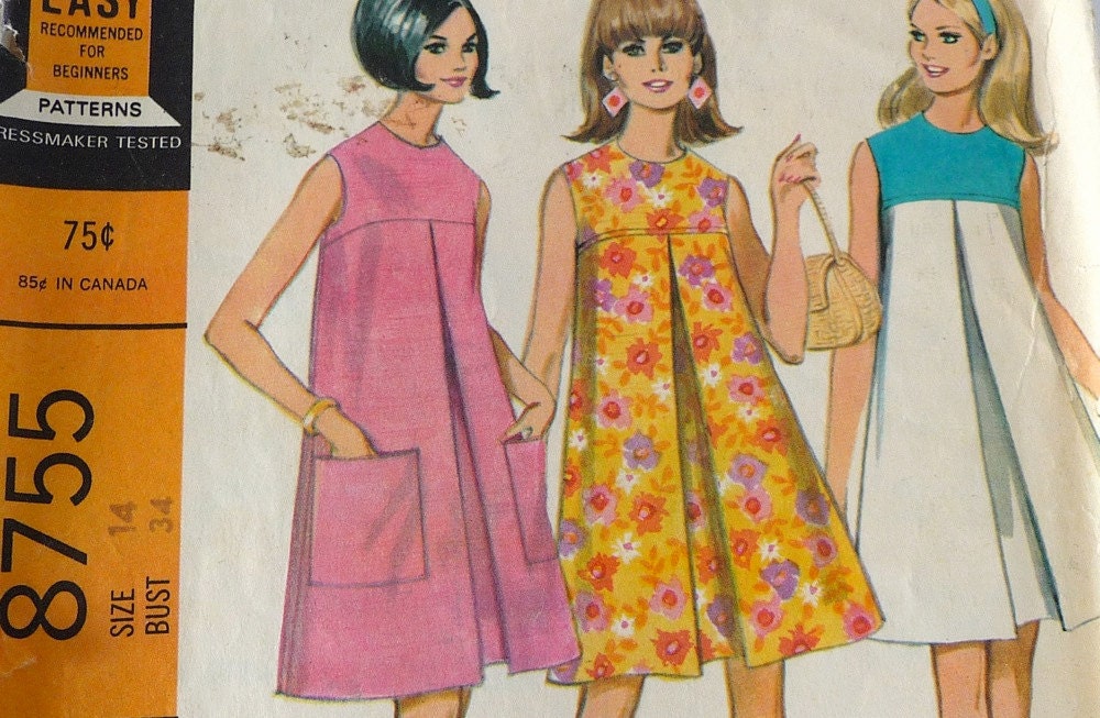 1960s Sewing Pattern // Shift Dress // Empire Waist