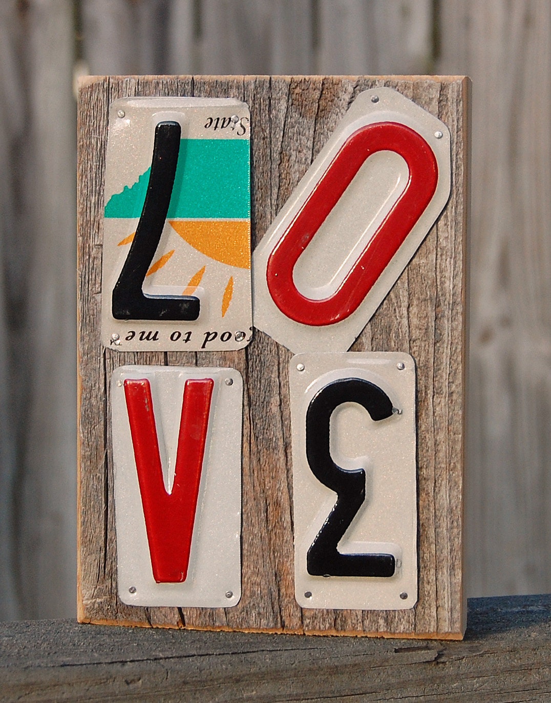Love License plate art by ruraloriginals on Etsy
