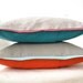 Color block pillow cover in aquamarine, silver gray and pumpkin orange
