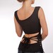 women's shirt Beautiful soft black fabric with an open back Bow, LAST, SMALL ONLY