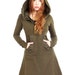 Olive green women hoodie, long classy gorgeous silhouette with a generous hood Large