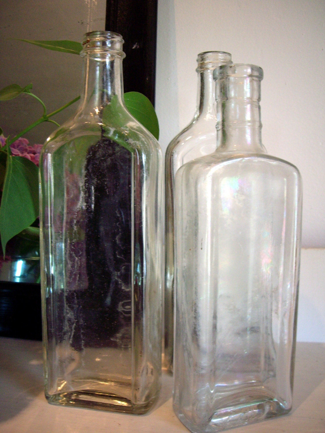 SALE. Bottles. Set of 3 Vintage Old Dirty Bottles Apothecary