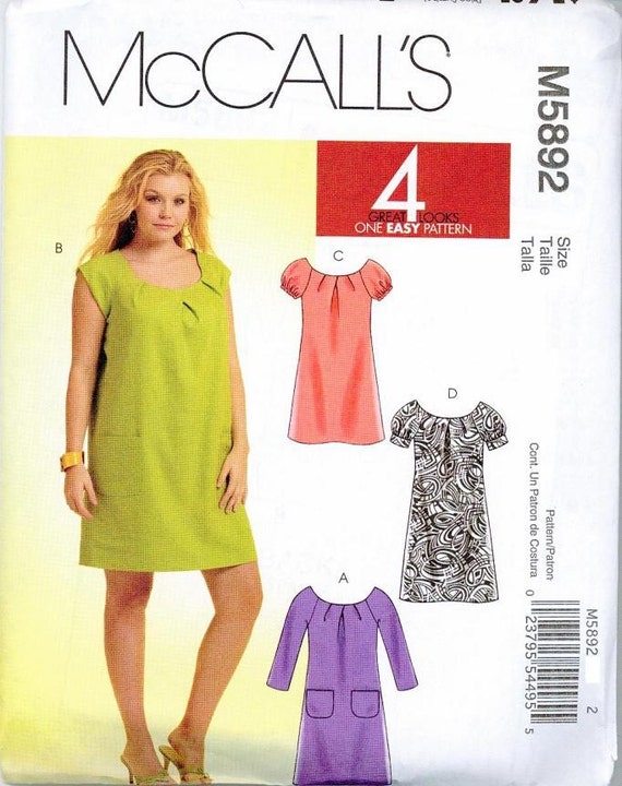 Womens Sewing Pattern PLUS SIZE 1824W McCalls 5892 VERY CUTE