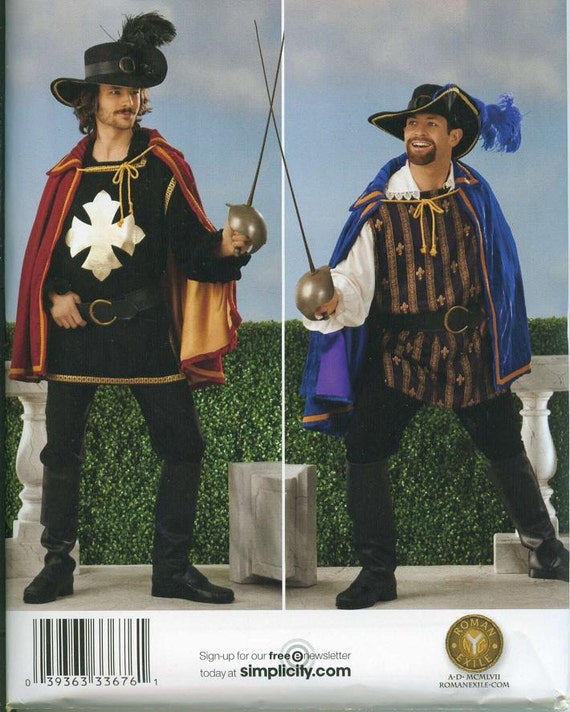 Simplicity 2334 Mens Renaissance Medieval Cavalier Musketeer