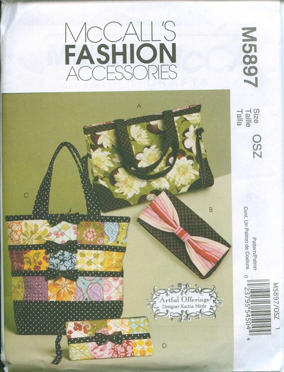 hand bag tote sewing pattern McCalls 5897 Clutch Wristlet Vera Bradley ...
