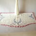 Vintage Dresser Scarf Embroidered Dresser Scarf Red & Blue Cotton Linen Blue Daisy Lace Edged Crochet Cottage Style Boudoir Decor