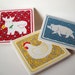 Vintage Tile Vintage Trivet Farm Animals Set Cow Chicken Pig Farnhouse Decor Country Kitchen