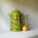 Vintage Cookie Jar Canister Avocado Green Ceramic Jar Groovy 1970s Kitchen Kitsch