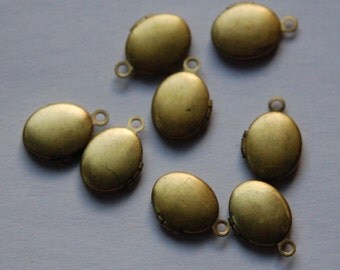 Vintage Small Raw Brass Oval Lockets 11x9mm (6) lkt003