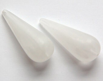 Vintage Italian Lucite White with White Swirled Teardrop Focal Beads bds917A
