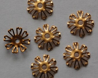 Raw Brass Open Petal Bead Cap Spacer (6) mtl353A