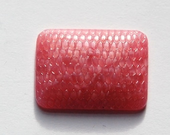 Vintage Textured Pink Glass Rectangle 25x18mm Cabochon cab283A
