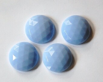 Vintage German Light Blue Faceted Glass Cabochon 22mm cab719G