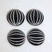 Black and White Etched Lucite Vintage Melon Cabochon 18mm cab501A