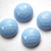 Vintage German Light Blue Faceted Glass Cabochon 17mm cab488D