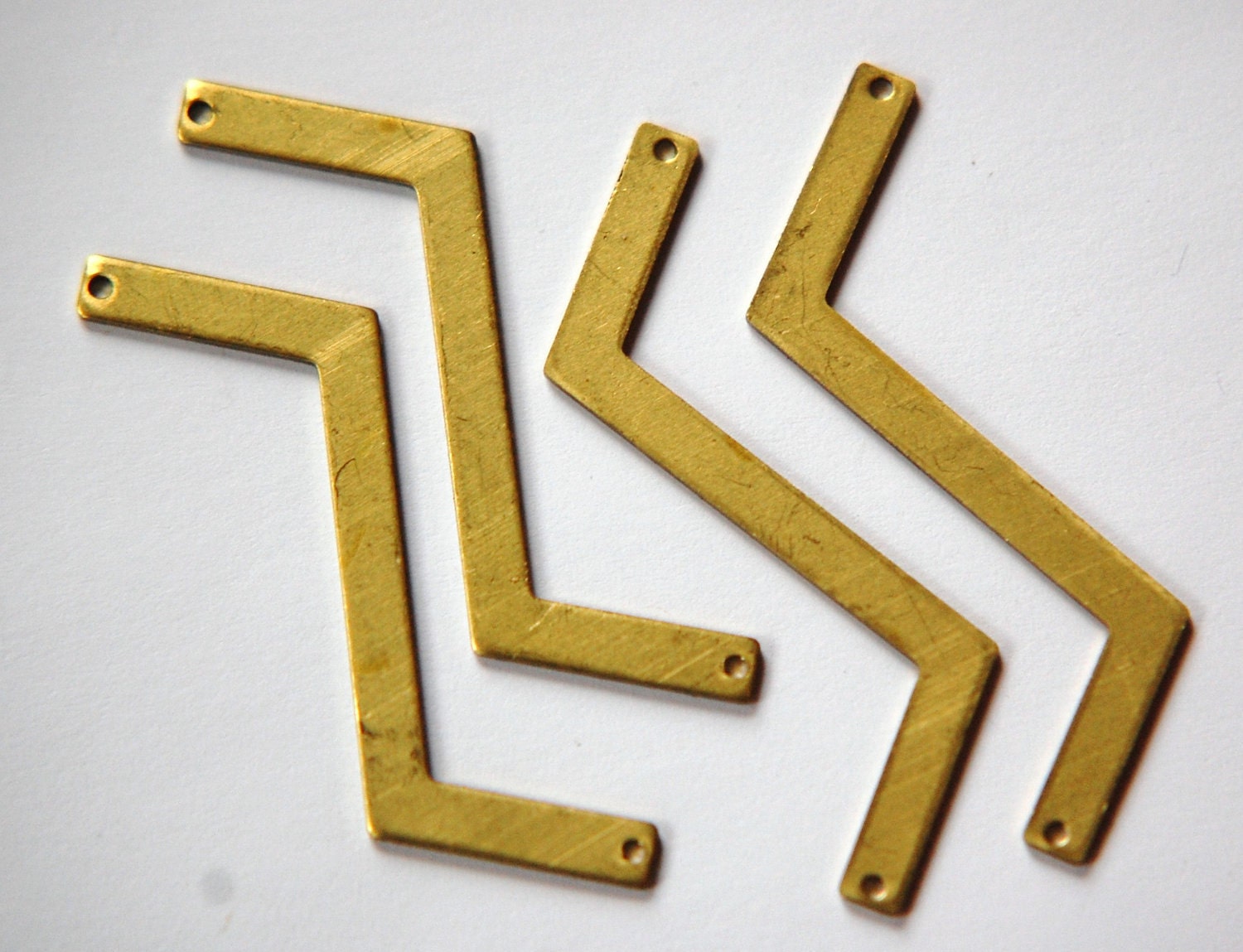 2 Hole Raw Brass Z Shaped Zigzag Connector by yummytreasures