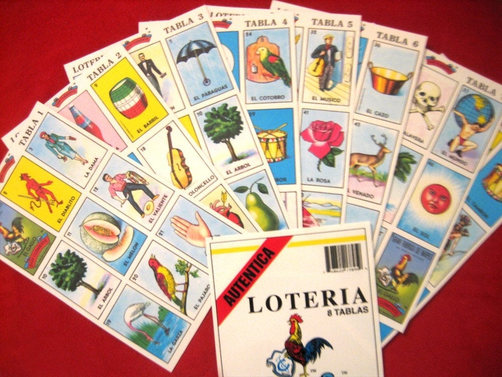 Loteria Game 54 small cards and 8 playing boards