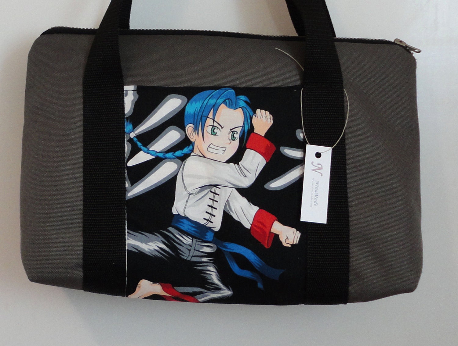 Karate Kick Girl Gray Vinyl Purse by NinaMade on Etsy