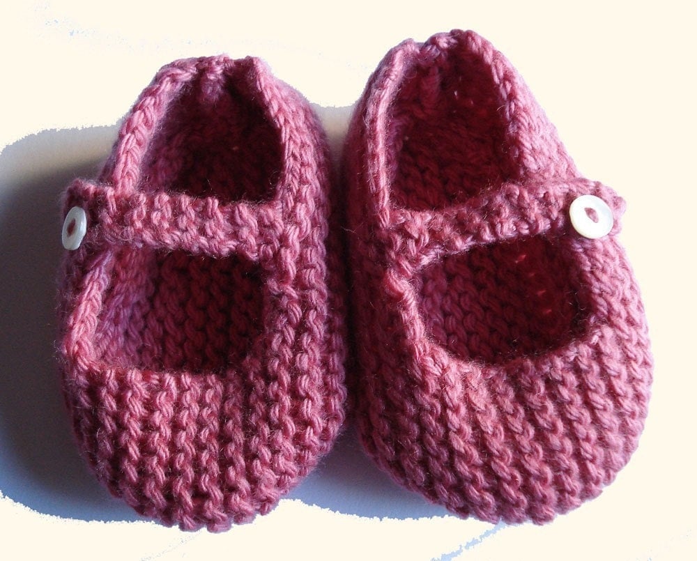PDF Knitting Pattern for Mary Jane Baby Shoes 1218 months