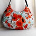 Pleated Bag // Shoulder Purse - Large Poppies in Teal
