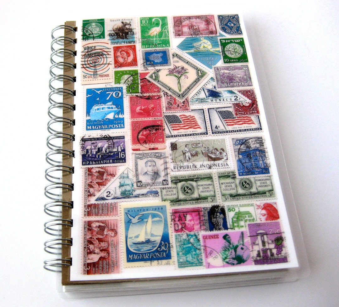 Vintage Postage Stamps Journal by MeowKapowShop on Etsy