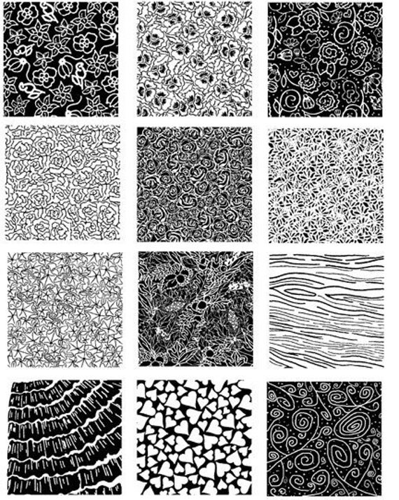 Items similar to Rubber Stamps for Poly Clay / PMC Abstract Floral